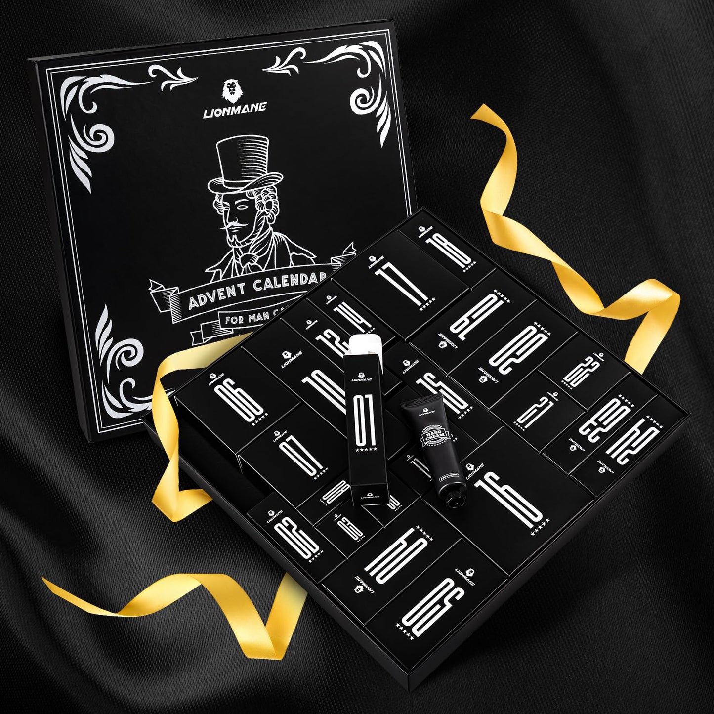 Calendario de Adviento para Hombre, Lionmane Set de Cuidado de Barba, Set de Regalos Originales de 24 PCS para el Cuidado de la Barba, Cara y Cuerpo, Kit de Cuidado de la Piel,Skin Care Sets & Kits